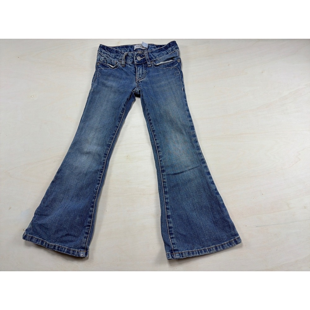 Vintage Old Navy‎ Girls Blue Flare Leg Jeans Medium Wash Cotton Denim Size 5